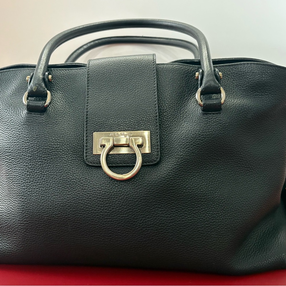 Salvatore Ferragamo Navy Leather Satchel